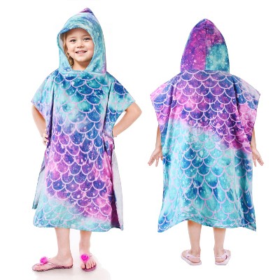 Tirrinia Kids 100% Cotton Beach Towel, Surf Beach Bath Swim Hooded Towels for Girls Toddler Gift, 24 by 52-inch