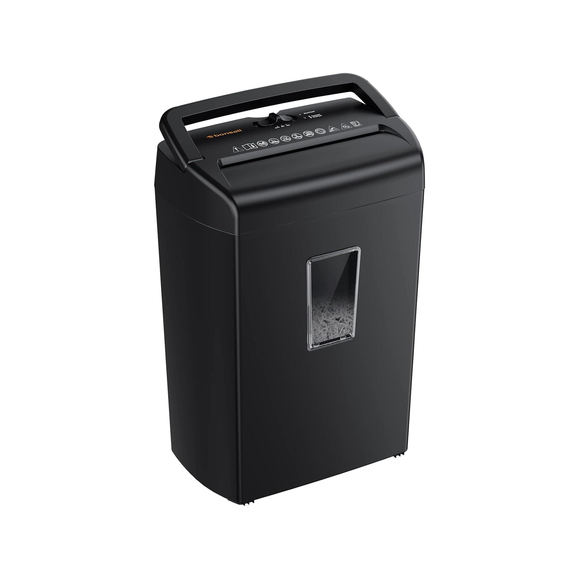 Bonsaii 10-Sheet Cross Cut Paper Shredder, 5.5 Gal Wastebasket with Transparent Window, P4 Security Level