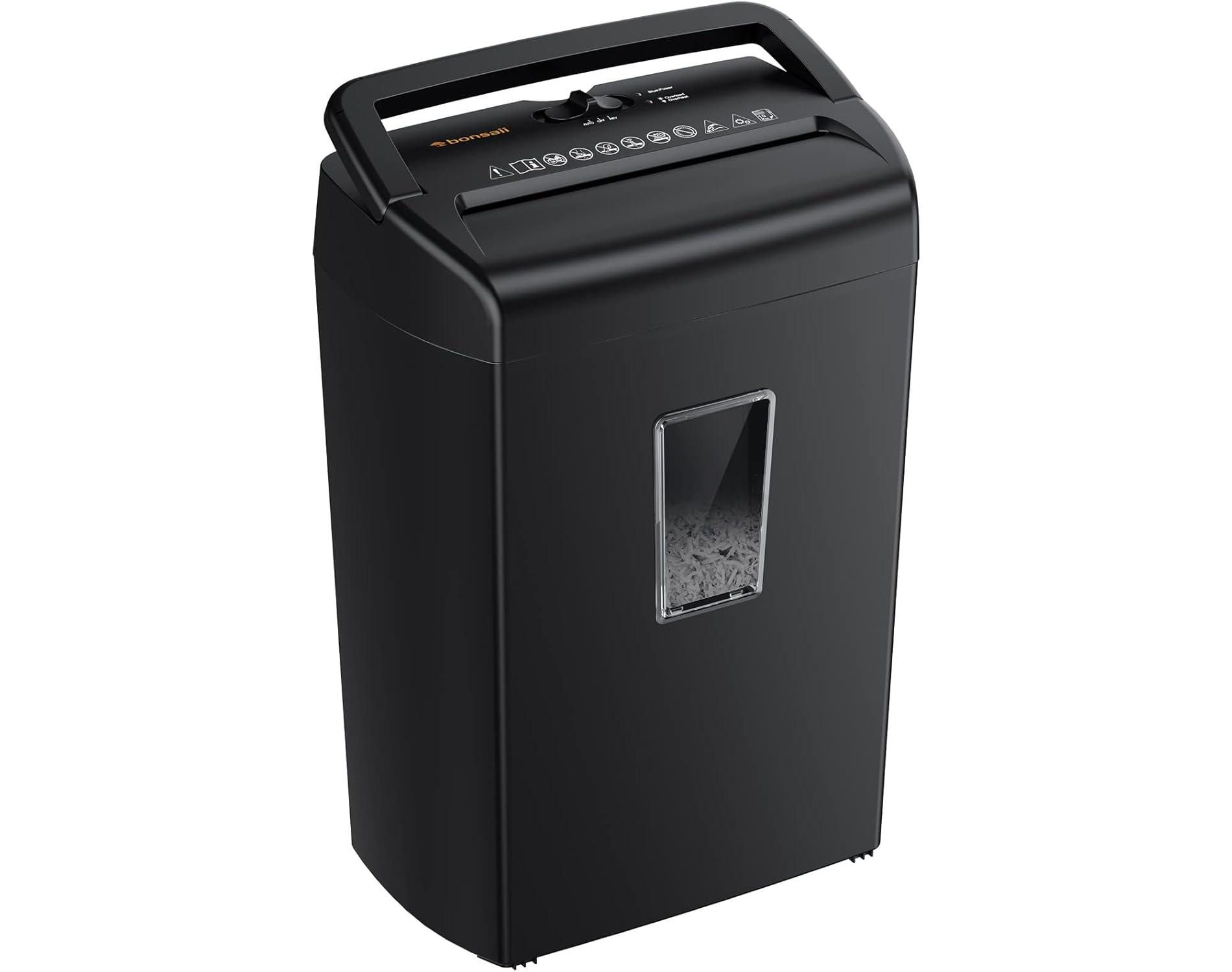 Bonsaii 10-Sheet Cross Cut Paper Shredder, 5.5 Gal Wastebasket with Transparent Window, P4 Security Level