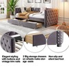 Sofa bed with drawers, modern velvet upholstered sofa bed with button tufted sofa bed frame with double drawers, bedroom living room furniture - 3 of 4