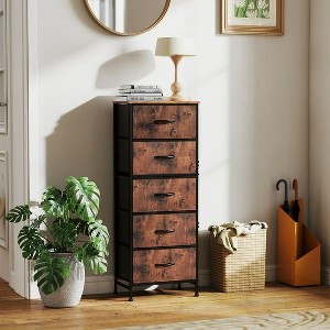 JIONJOY 5-Drawer Fabric Dresser - Metal Frame, Wooden Top TV Stand for Clothes Storage (Living Room Hallway Entryway) - 1 of 4