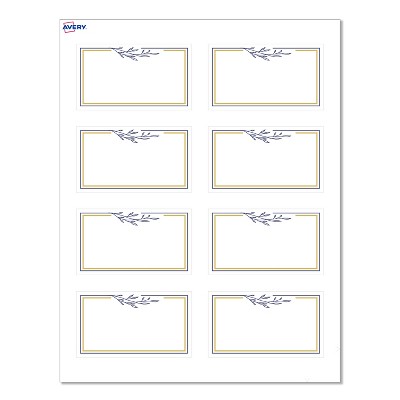 Avery® Cards, 2" x 3.5", Gold & Navy Border w/ Florals, 80ct