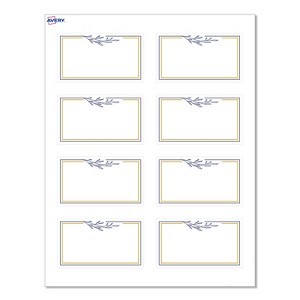 Avery® Cards, 2" x 3.5", Gold & Navy Border w/ Florals, 80ct - 1 of 4