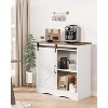 VEVOR Coffee Bar Cabinet, 31.5 x 13.8 x 31.5 in Farmhouse Coffee Bar Cabinet with 3-Tier Storage, Coffee Bar Table with Barn Door, White - 3 of 4