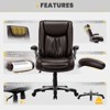 COLAMY Big and Tall Office Chair 400lbs, Heavy Duty High Back Desk Chair with Flip-up Arms and Wide Thick Seat – Black - 2 of 4