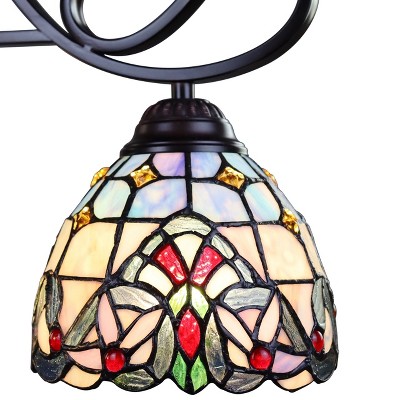 Grenville Victorian Mini-Chandelier in Blackish Bronze with Stained Glass