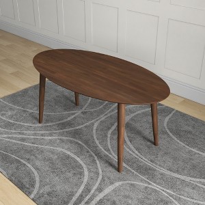 Vynxaria Mid Century Modern Solid Wood Walnut Oval Dining Table, 29.5"H x 35.4"D x 66.9"W, Space Saving Pedestal Table for Dining Room & Kitchen - 1 of 4