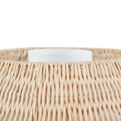 Mililani Natural Bamboo and Iron Drum Flush Mount Ceiling Light