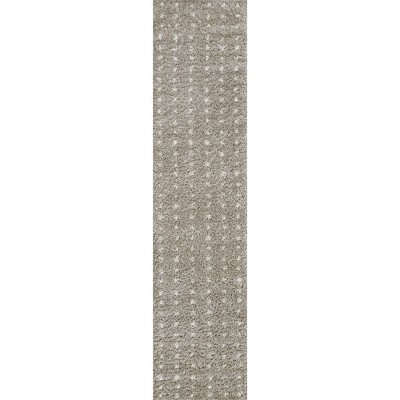 Gray and Ivory Geometric Dot Shag Runner Rug 2' x 8'