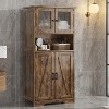 Garvee 50.4" Tall Farmhouse Bathroom Cabinet with Glass Doors,Adjustable Shelves & Anti-Tip Hardware – Freestanding Engineered Wood Storage - 4 of 4