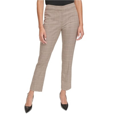 Calvin Klein Womens Plaid Casual Trouser Pants