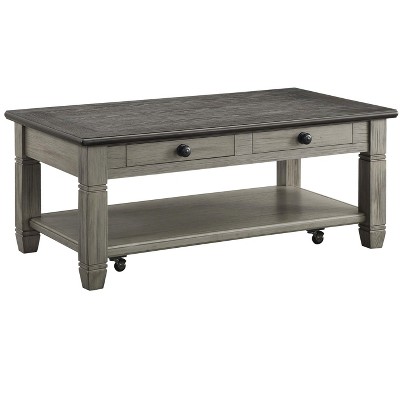 NicBex 48 Inch Rectangle Coffee Table with Casters and 2 Drawers for Living Room,Dining Room,Bedroom