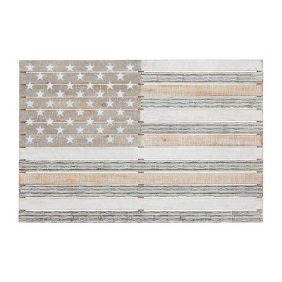 Wood American Flag Wall Decor White - Olivia & May