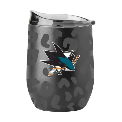 NHL San Jose Sharks 16oz Leopard Powder Coat Curved Beverage Can - Black