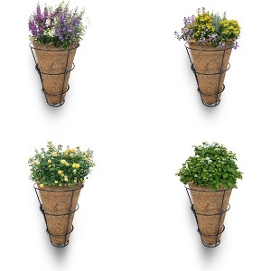 Palm Naki Conical Coconut Coir Planter Basket Set of 4 - Outdoor Wall Mounting Basket for Plant (9") - 1 of 4