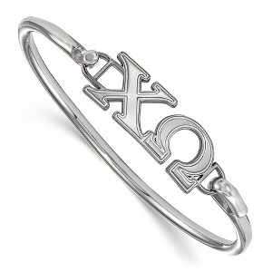 Black Bow Jewelry Sterling Silver Chi Omega Greek Life Bangle Bracelet 8 Inch - 1 of 3