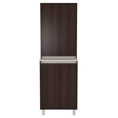 4 Door Breakroom Cabinet Espresso/Amber Gray - Inval