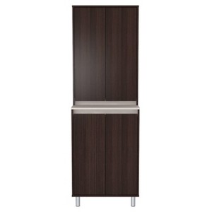 4 Door Breakroom Cabinet Espresso/Amber Gray - Inval - 1 of 4