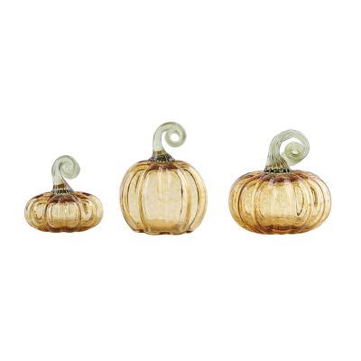 Transpac Glass 5.31 In. Orange Harvest Translucent Pumpkins Set Of 3 ...