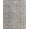Ivory Taupe and Blue Abstract Power Loom Worn Faded Area Rug With Fringe - 4 of 4