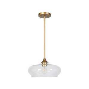 LNC Requintada 1-Light 12.4" Modern Dome Medium Pendant Lighting, Gold with Clear Glass - 1 of 4
