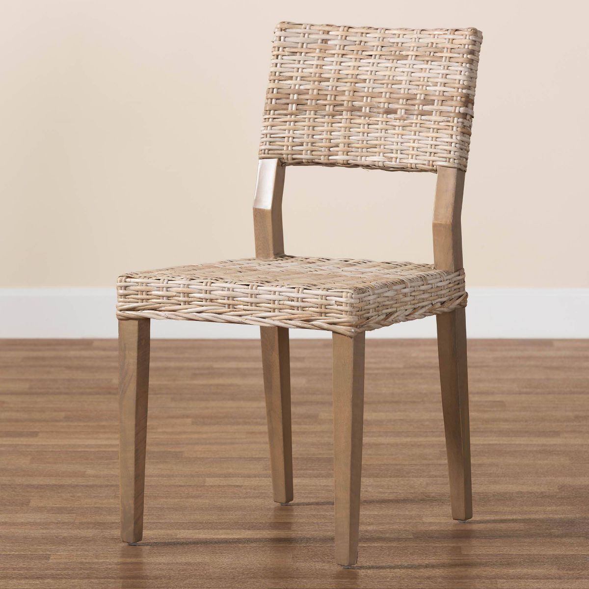 bali & pari Barossa Rattan and Mahogany Wood Dining Chair Kubu Gray/Rustic Taupe - thumbnail 9