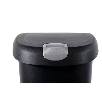 Black Slim Plastic Step Trash Can with Locking Lid
