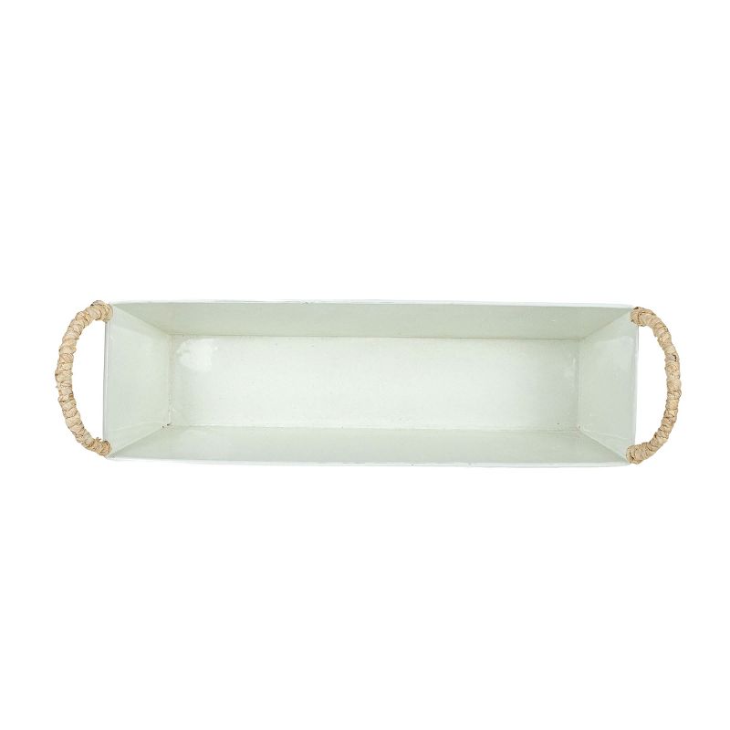 Trough Bin White Metal, Reed & Wood by Foreside Home & Garden, 3 of 9