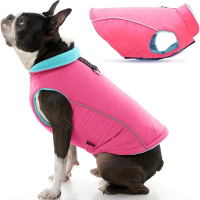 Gooby Sports Vest, Fleece Lined Small Dog Cold Weather Jacket Coat Sweater with Reflective Lining, Pink, Large