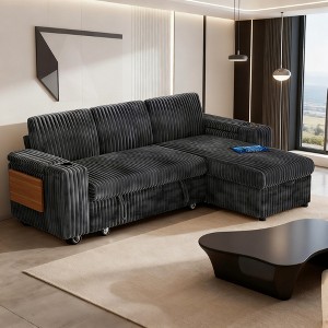 Dyonery Chenille Modular Sectional Couches for Living Room,Comfy Couch with Arm Storage Pull Out Sofa Bed with Cup Holder Tool-free Assembly - 1 of 4