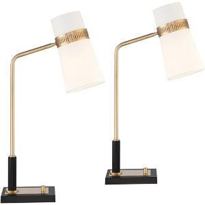 Possini Euro Design Cartwright 32" Tall Large Modern Glam Desk Lamps Set of 2 USB Port Black Brass Finish Metal Home Office Living Room Charging - 1 of 4