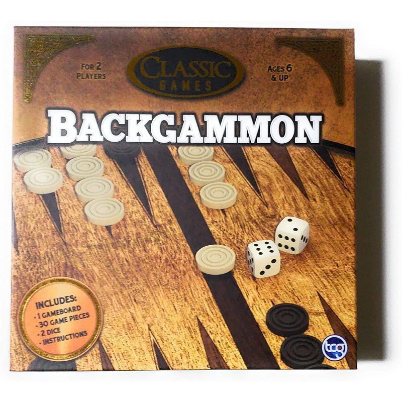 TCG Classic Games Wood Backgammon Set | Board & 30 Game Pieces, 1 of 3