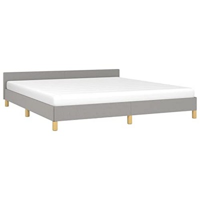 vidaXL King Size Bed Frame with Headboard - Light Gray Fabric Upholstery, Engineered Wood