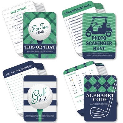 Big Dot of Happiness Par-Tee Time - Golf - 4 Birthday or Retirement Party Games - 10 Cards Each - Gamerific Bundle