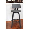 HomeRoots 30" Gray And Black Faux Leather Swivel Low Back Bar Height Bar Chair - 2 of 4