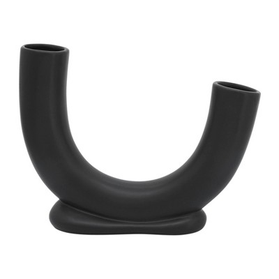 Sagebrook Home Ceramic U-Shaped Decorative Vase - Contemporary Abstract Style Vase - Unique Artistic Decor for Home or Office