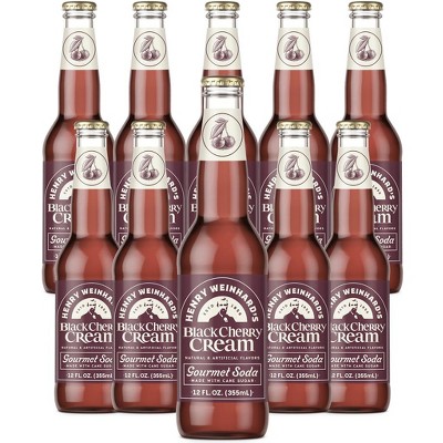 Henry Weinhard's Black Cherry Cream 10 Pack | 12oz Glass Bottles | Classic American Flavor | Premium Craft Soda