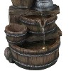 Sunnydaze 23"H Electric Polyresin Cozy Farmhouse Pump and Tiered Barrels Outdoor Water Fountain with LED Lights - 2 of 4