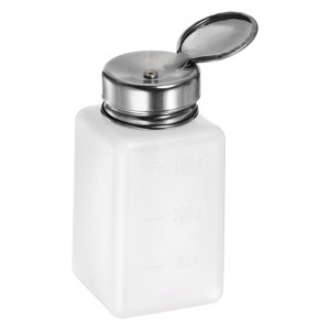 Unique Bargains Plastic Makeup Remover Nail Polish Push Down Alcohol Dispenser Bottles 6oz White - 1 of 4