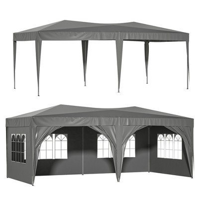 Gsluuk EZ Pop Up Canopy Outdoor Portable Party Folding Tent with 6 Removable Sidewalls + Carry Bag + 6 pcs Weight Bag