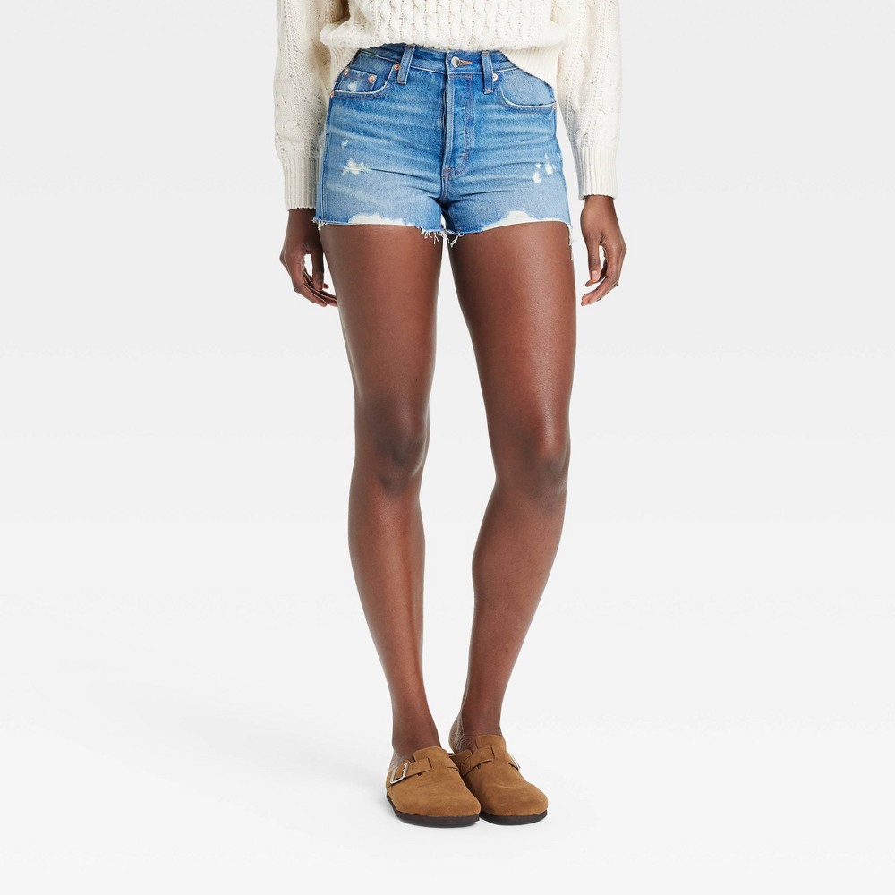 Women's High-Rise Cutoff Mini Jean Shorts - Universal Thread™ Medium Wash 6: Heavyweight Denim,