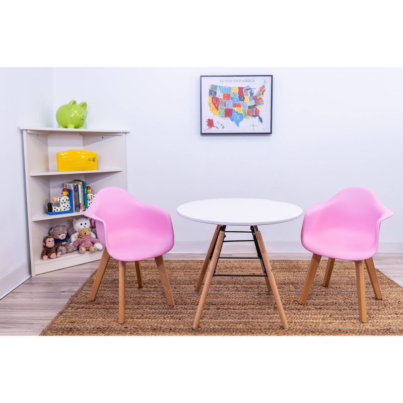 3pc Modern Kids&#39; Table and Chair Set with Beech Legs Pink - Gift Mark, 2 of 4