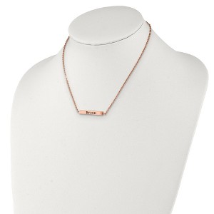 Chisel Stainless Steel Rose IP-plated Enameled Cubic Zirconia ENJOY THE LITTLE THINGS Bar on a Cable Chain Necklace 16" with a 2" Ext. - 1 of 4