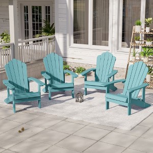 Sonkuki 4-Pack Faux Wood Adirondack Chair with High Back and Wide Seat - 1 of 4