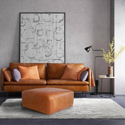 Poly & Bark Sequoia Ottoman in Cognac Tan