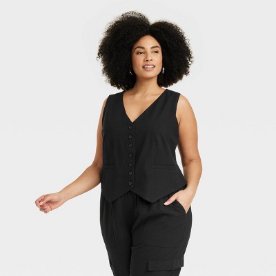 Women's Tailored Suit Vest - A New Day™ Black XXL