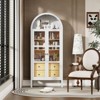 ORRD 72" Arched Display Cabinet with Auto Sensor Light, Farmhouse Storage Bookshelf with 2 Drawers,White Oak - 4 of 4