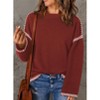 Women's Oversized Sweaters 2025 Crew Neck Long Sleeve Color Block Knit Casual Chunky Warm Fall Winter Pullover Top Outfits - 2 of 4