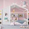 Whisen Twin Size Floor House Bed & Kids Montessori Bed, Playhouse Bed with Storage Shelf, Roof Design - 3 of 4