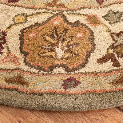 Ivory and Beige Round Hand-Tufted Wool Area Rug